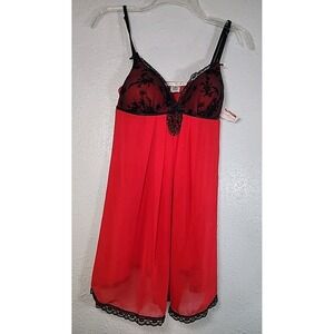 NEW Linea Donatella 2 PC Set Babydoll VAT085‎ Red M